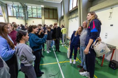 ANTROPOVA E LEONARDI IN VISITA LICEO COURMAYEUR
