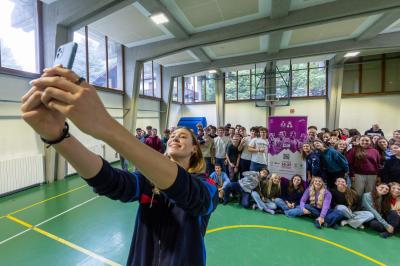 ANTROPOVA E LEONARDI IN VISITA LICEO COURMAYEUR